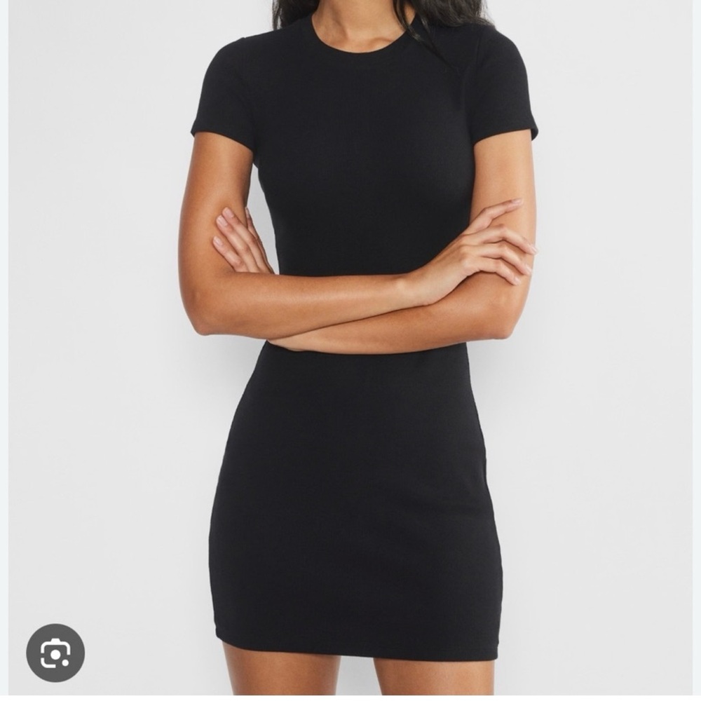 Aritzia TNA Tna HomeStretch Highline Dress extra large black ribbed